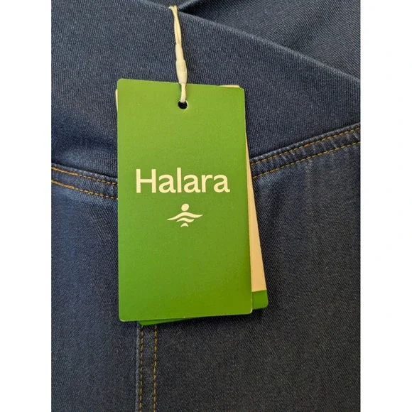 Halara Women's Size XL Crossover High Waisted Flare Leggings Dark Blue Denim NWT - Picture 4 of 9